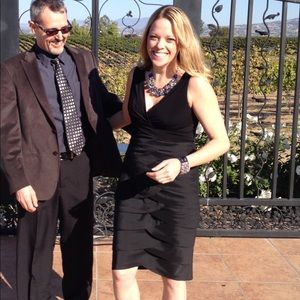 Adriana Papell black formal sheath dress